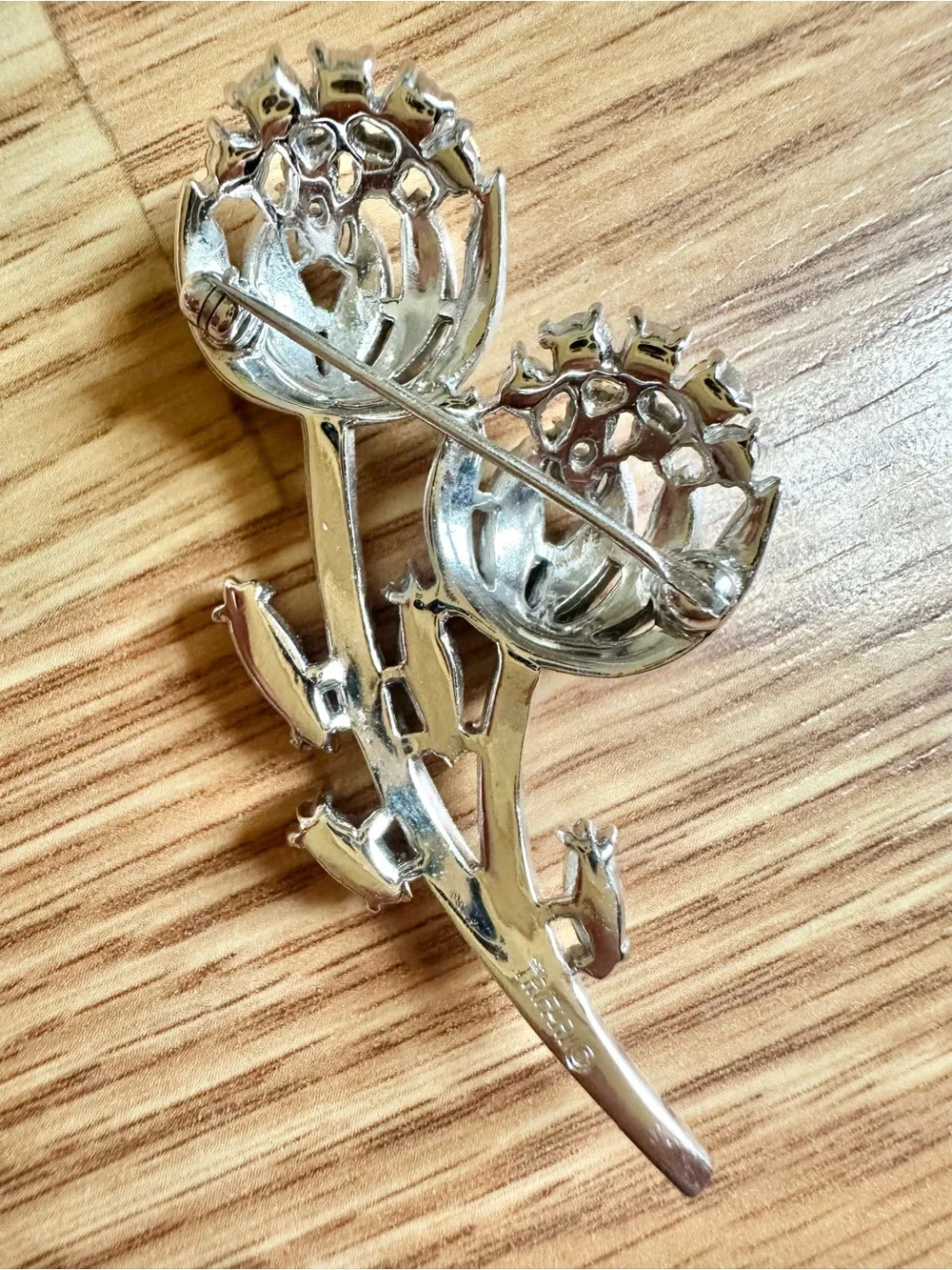 Rare Vintage Crown Trifari Alfred Philippe Thistle Double Bloom Brooch